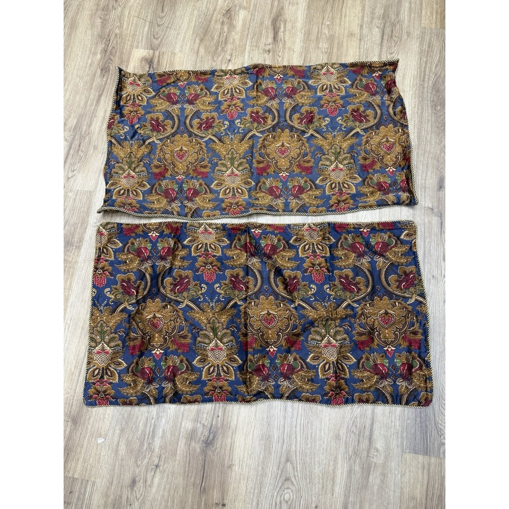2x Chaps King Pillow Sham Leighton Jacobean Navy Gold Trim Regal Baroque